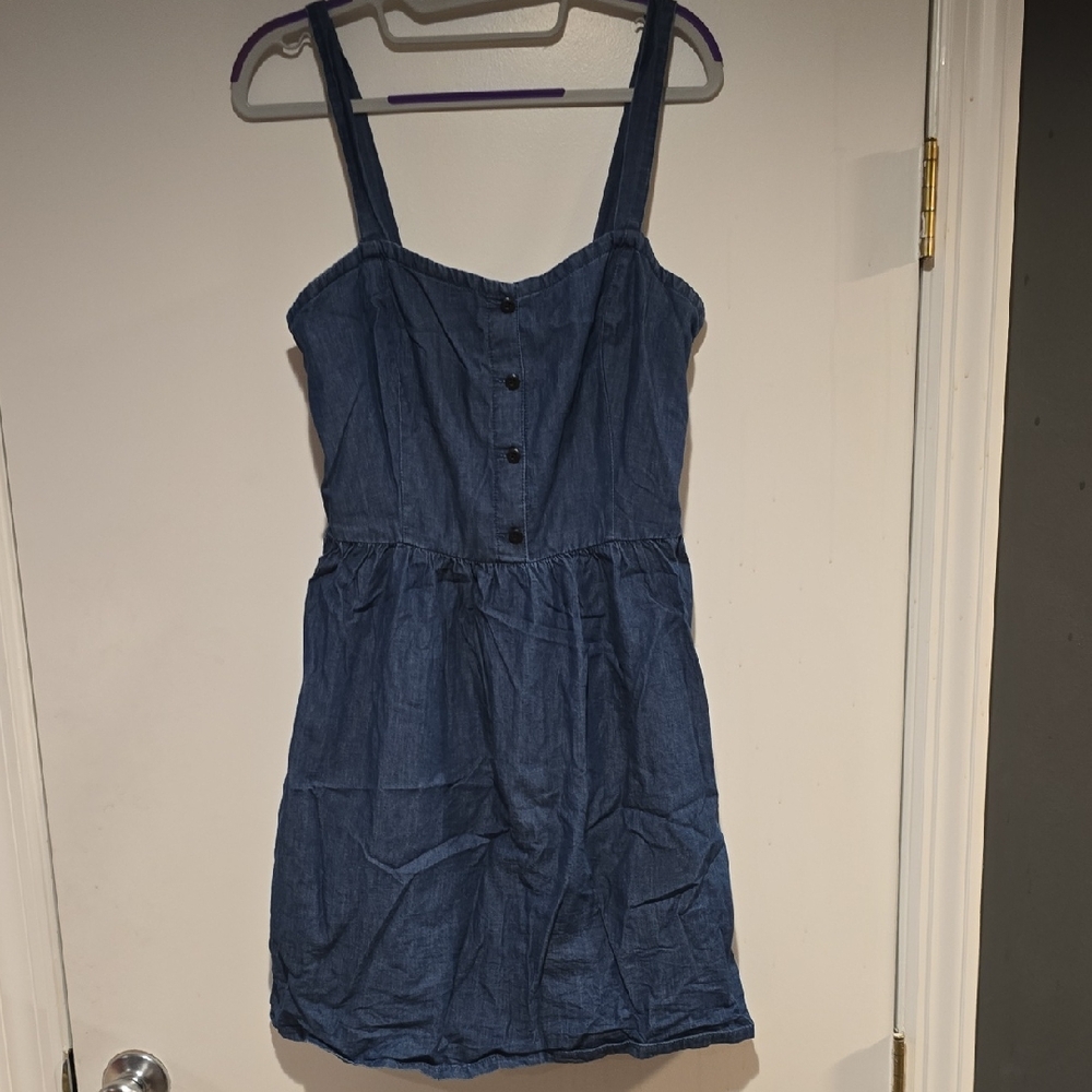 Vans Chambray Skater Dress With Pockets - L